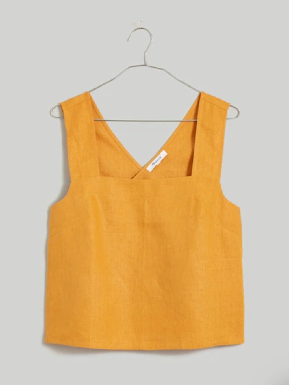 Madewell 100% linen Cross-back sleeveless top in Yellow Orche  NWT